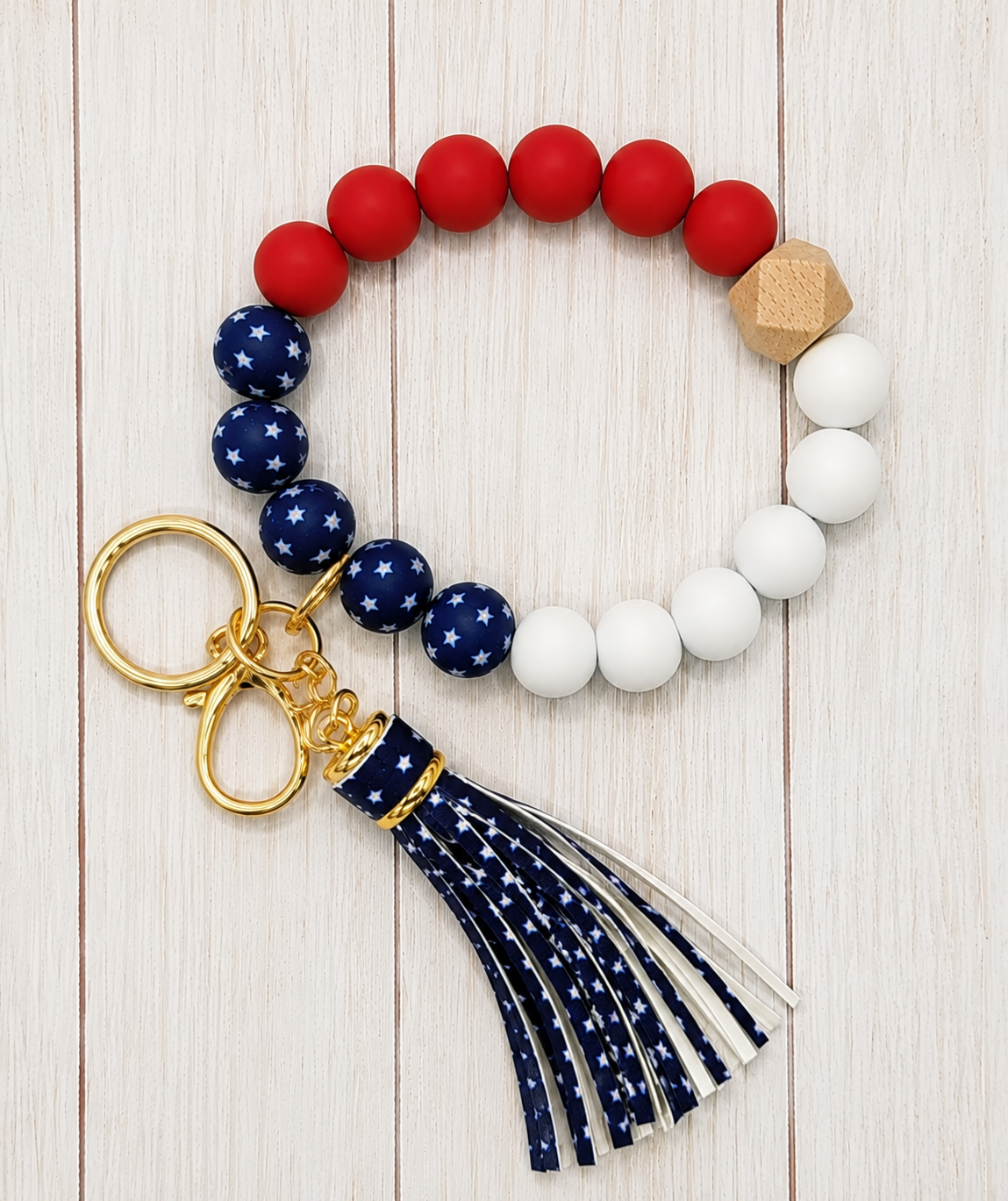 #36 American Star Silicone Wristlet Keychain w/ Tassel