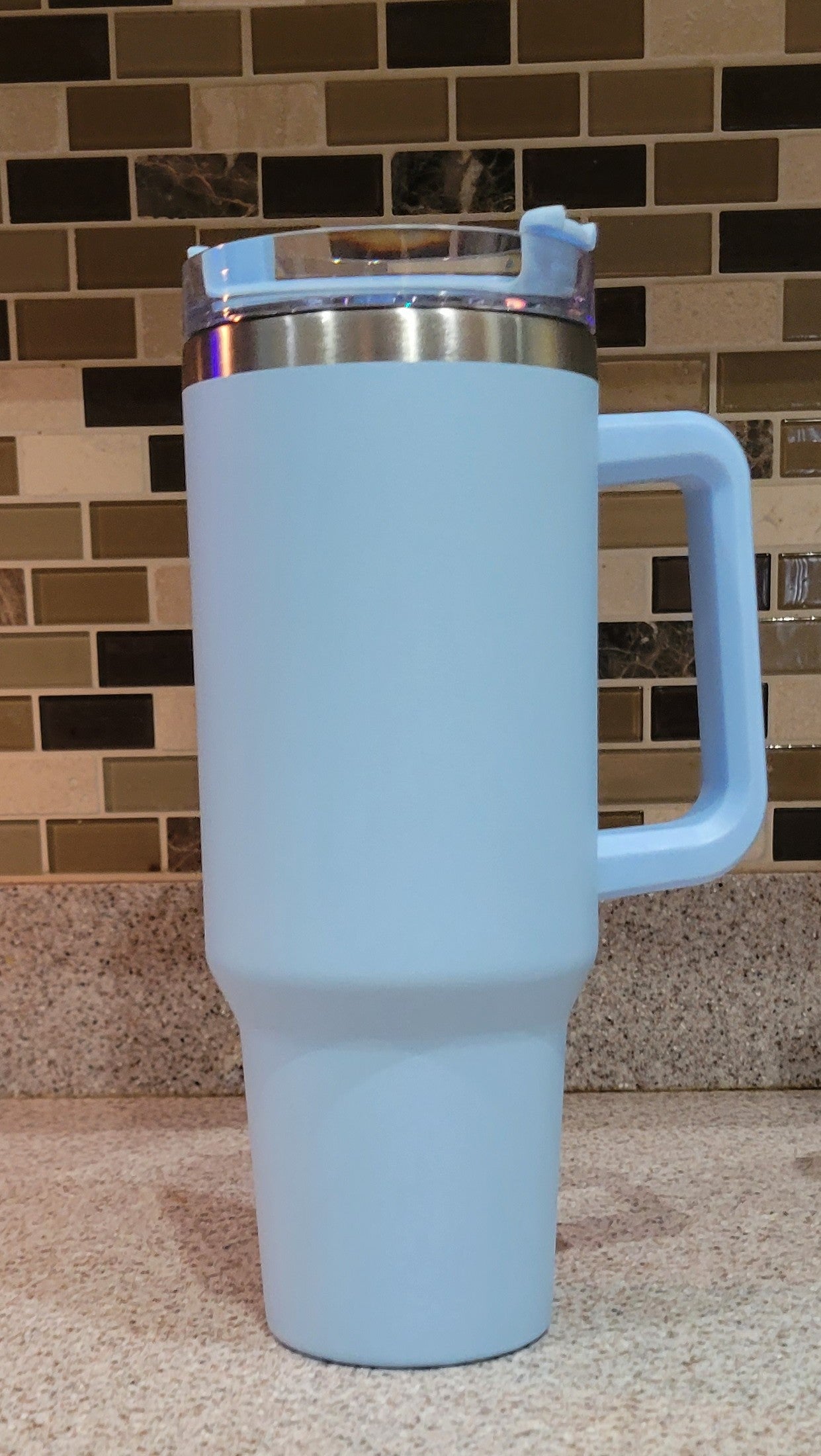 40 oz. Tumbler with Handle - Light Blue (No Box)