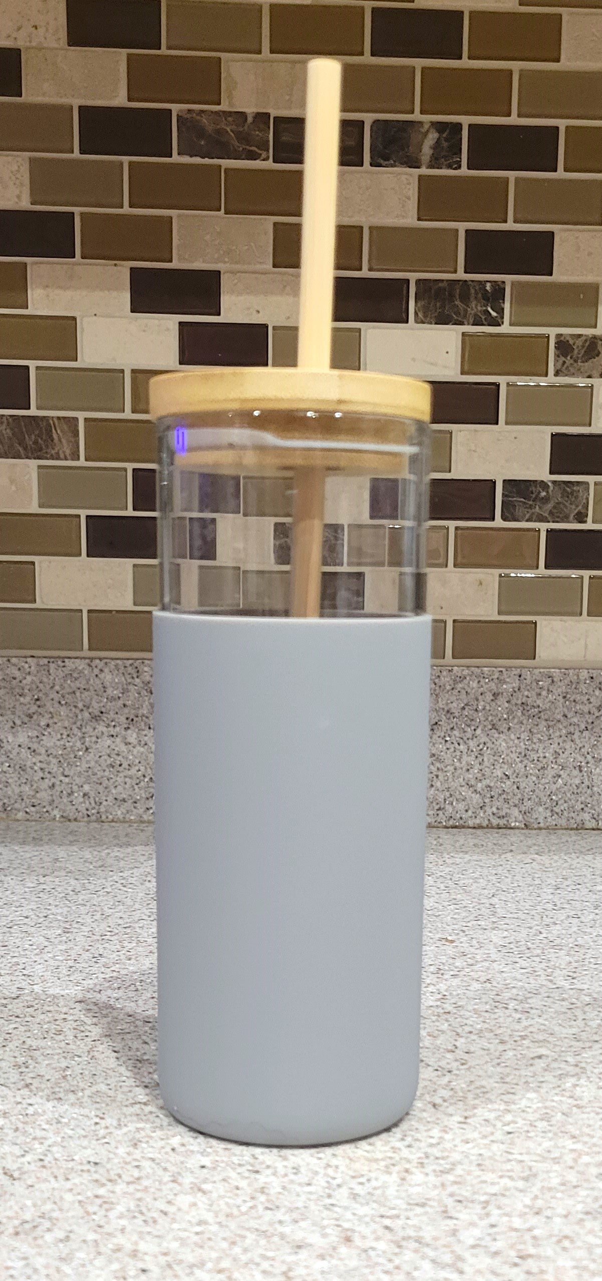 Glass Tumbler w/ Silicone Sleeve and Straw