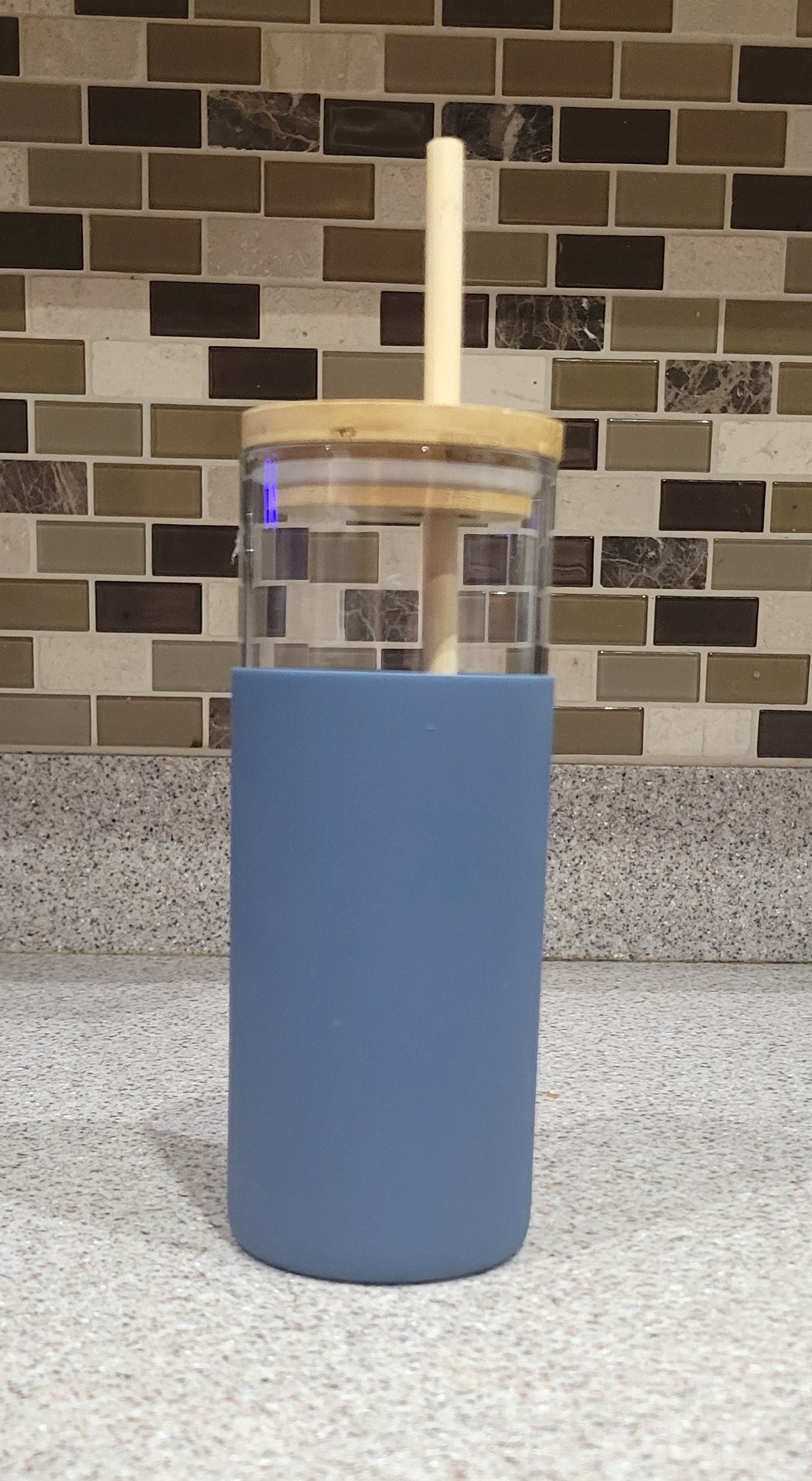 Glass Tumbler w/ Silicone Sleeve and Straw