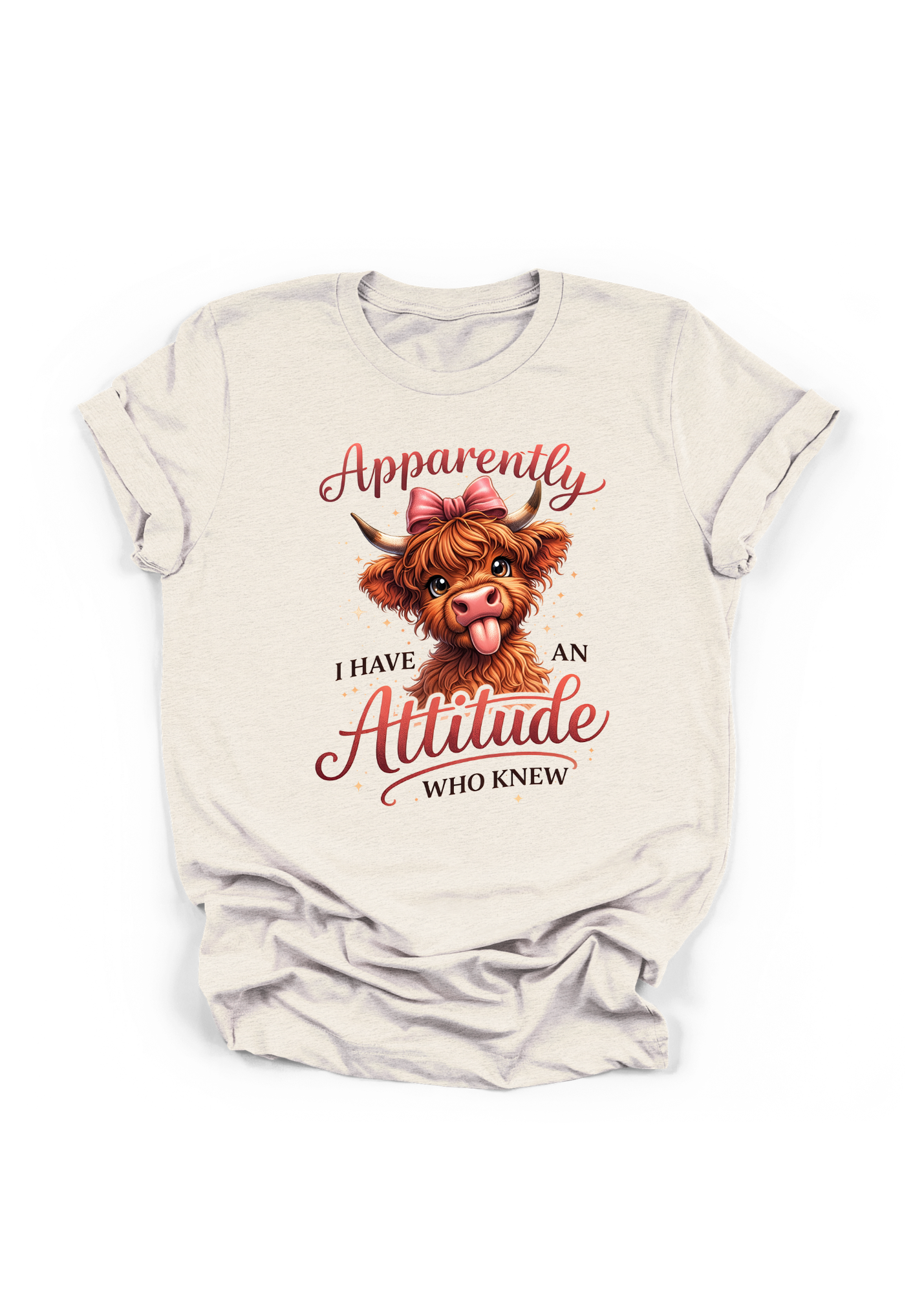 Apparently I Have an Attitude Highland Cow Graphic T-Shirt