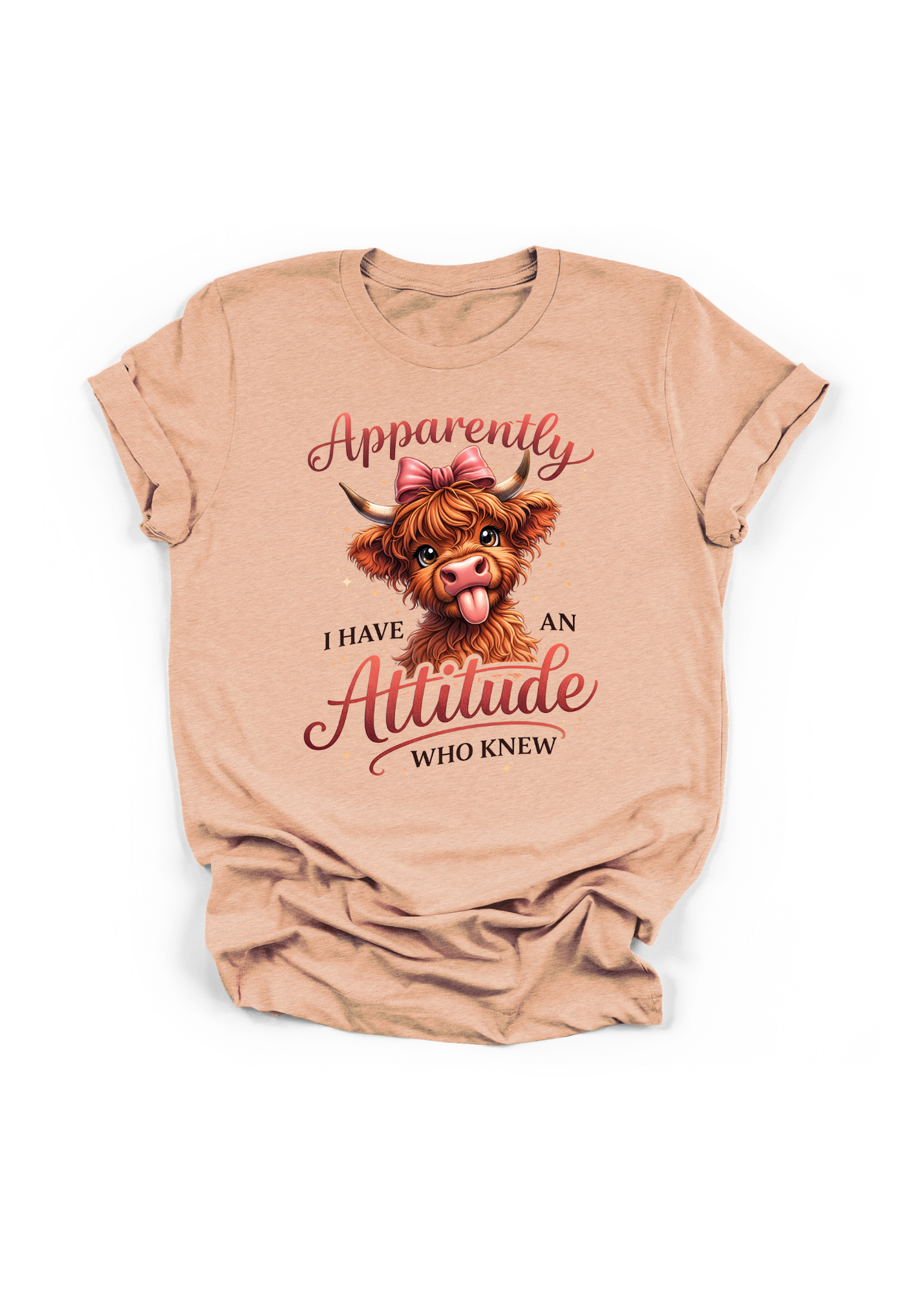 Apparently I Have an Attitude Highland Cow Graphic T-Shirt