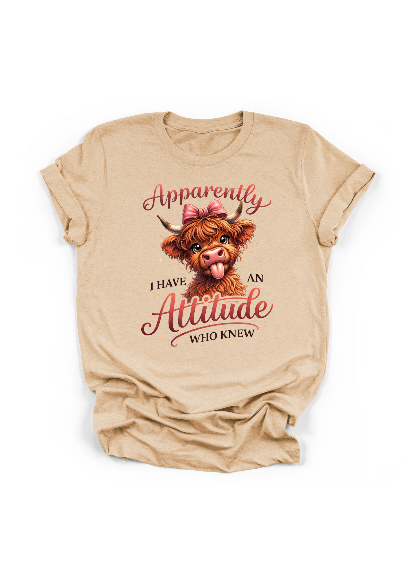 Apparently I Have an Attitude Highland Cow Graphic T-Shirt
