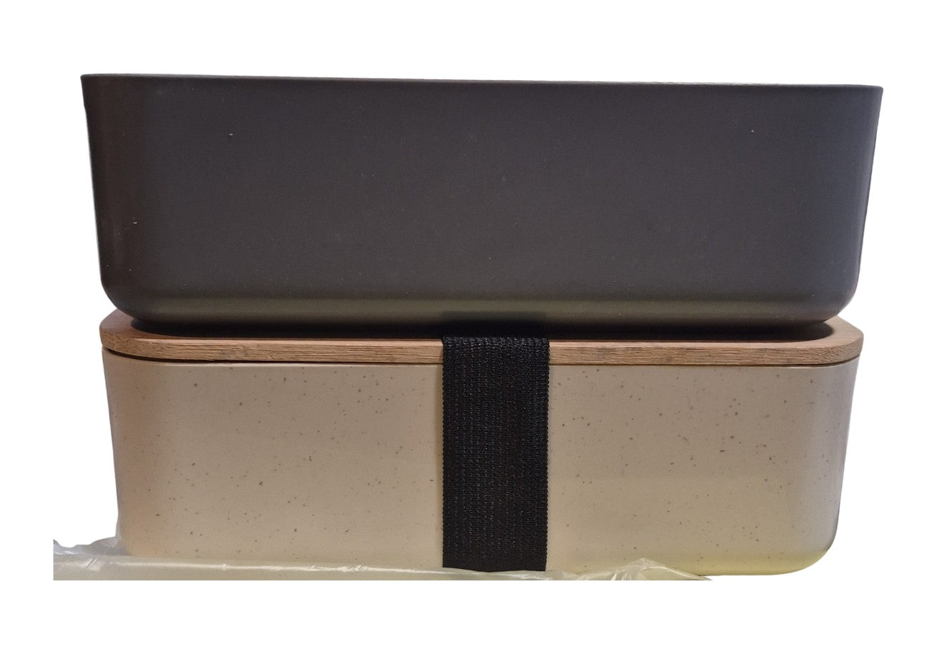 Wood Top Bento Box - Cream or Gray