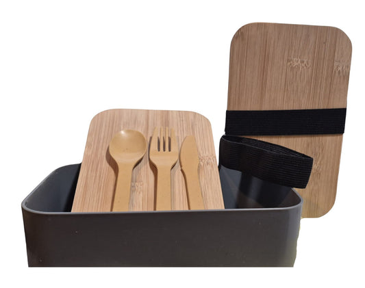 Wood Top Bento Box - Cream or Gray