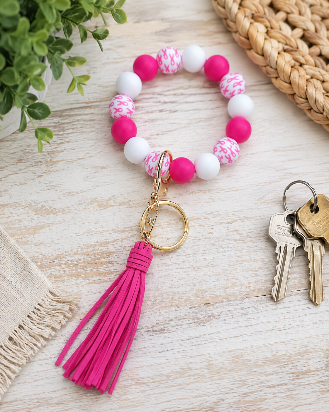 #41 Cancer Silicone Wristlet Keychain w/ Tassel