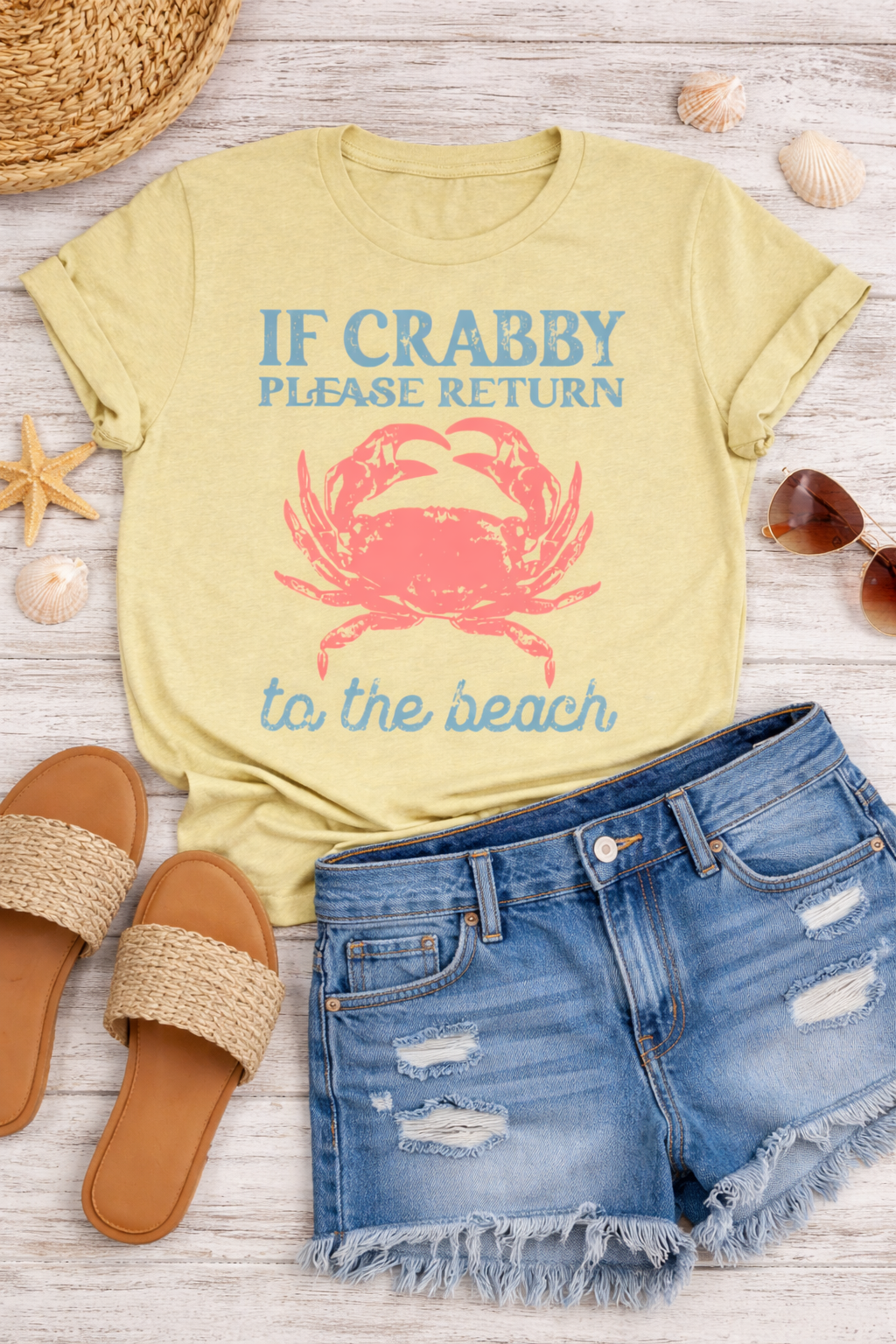 If Crabby Please Return to the Beach Shirt | Funny Beach Graphic Tee | Coastal Summer T-Shirt
