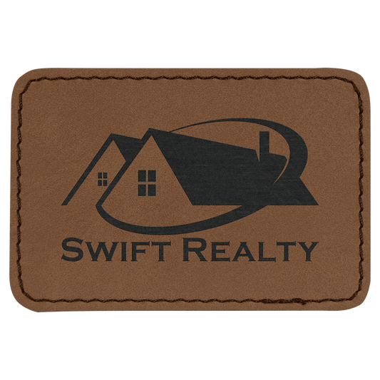 Dark Brown Engraves Black Leatherette Patches - Heat Activated Adhesive - 10 pk. Various Shapes & Sizes