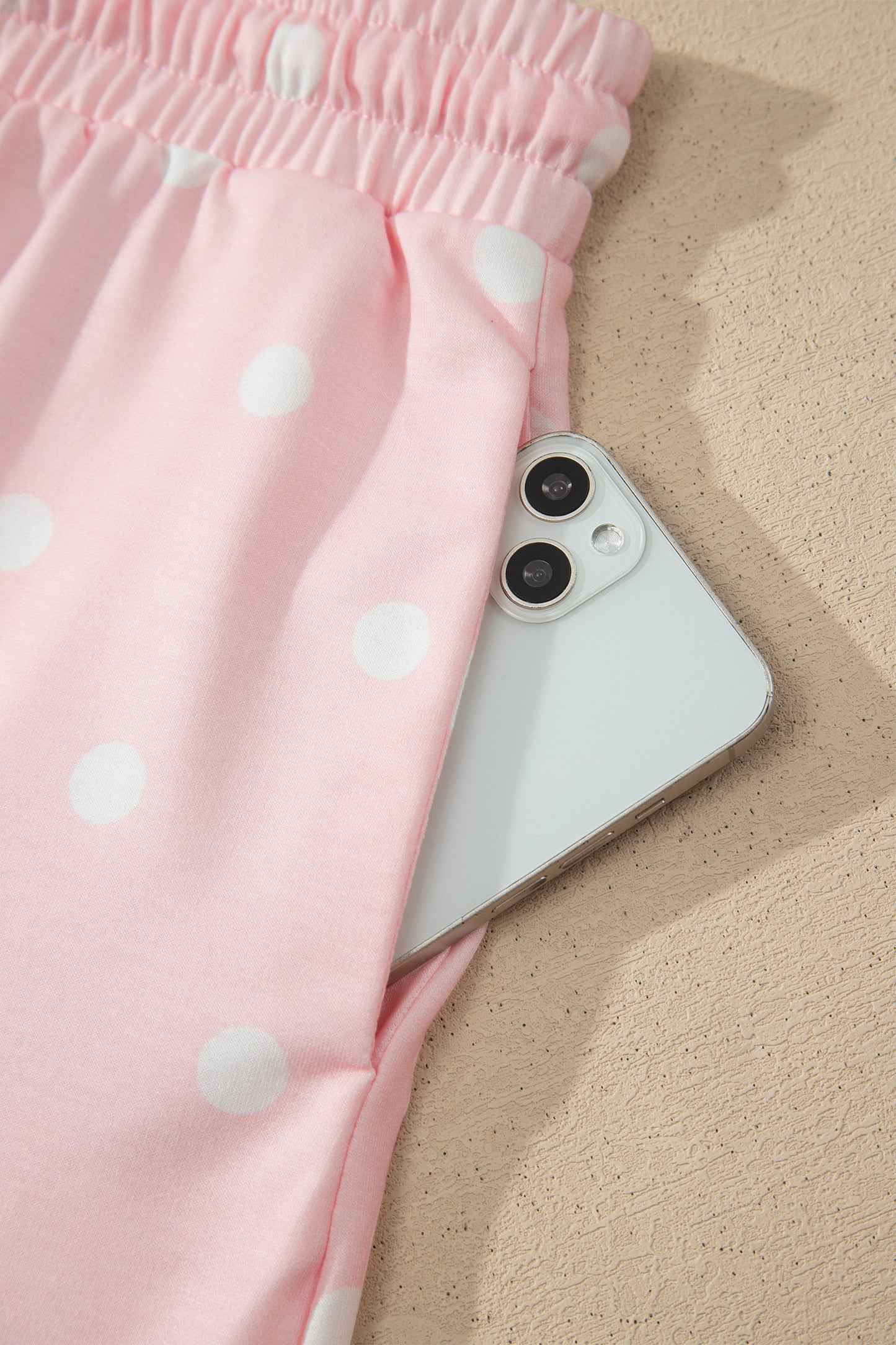 Blush Pink Polka Dot Lounge Set | Oversized Tee & Drawstring Shorts