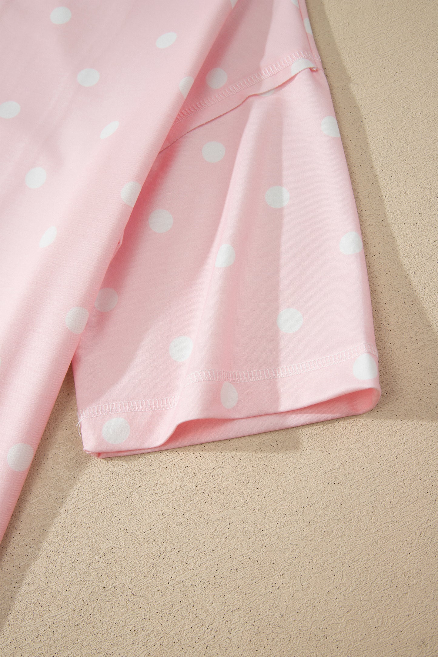 Blush Pink Polka Dot Lounge Set | Oversized Tee & Drawstring Shorts