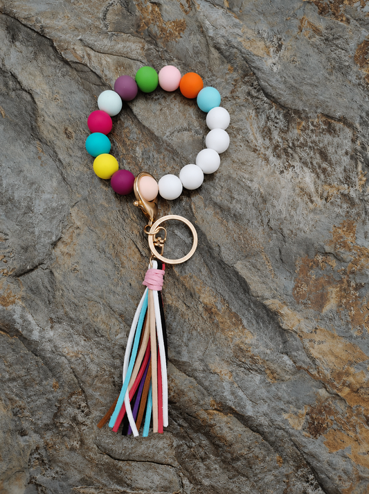 #34 Multi Color Silicone Wristlet Keychain w/ Tassel