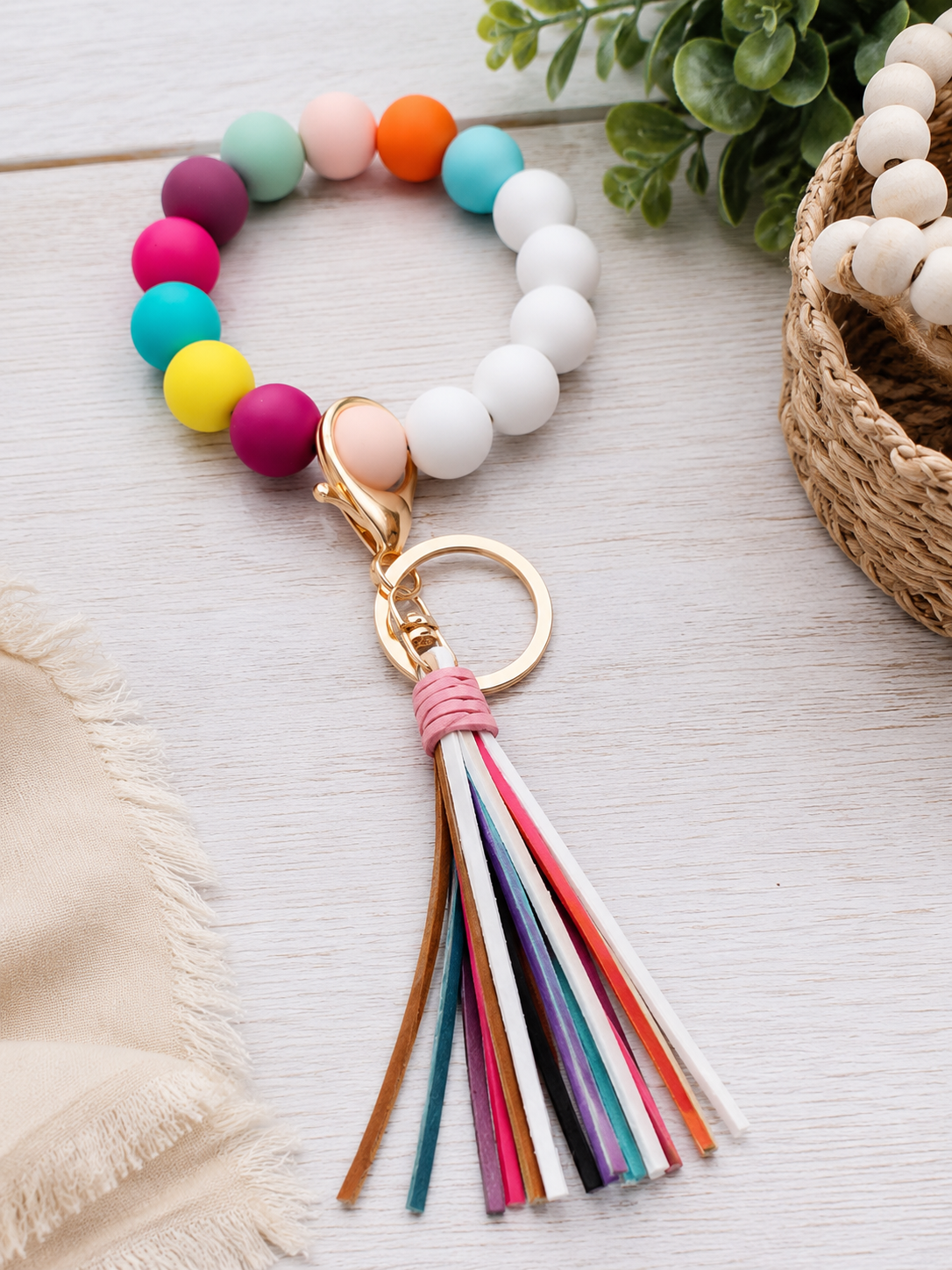 #34 Multi Color Silicone Wristlet Keychain w/ Tassel