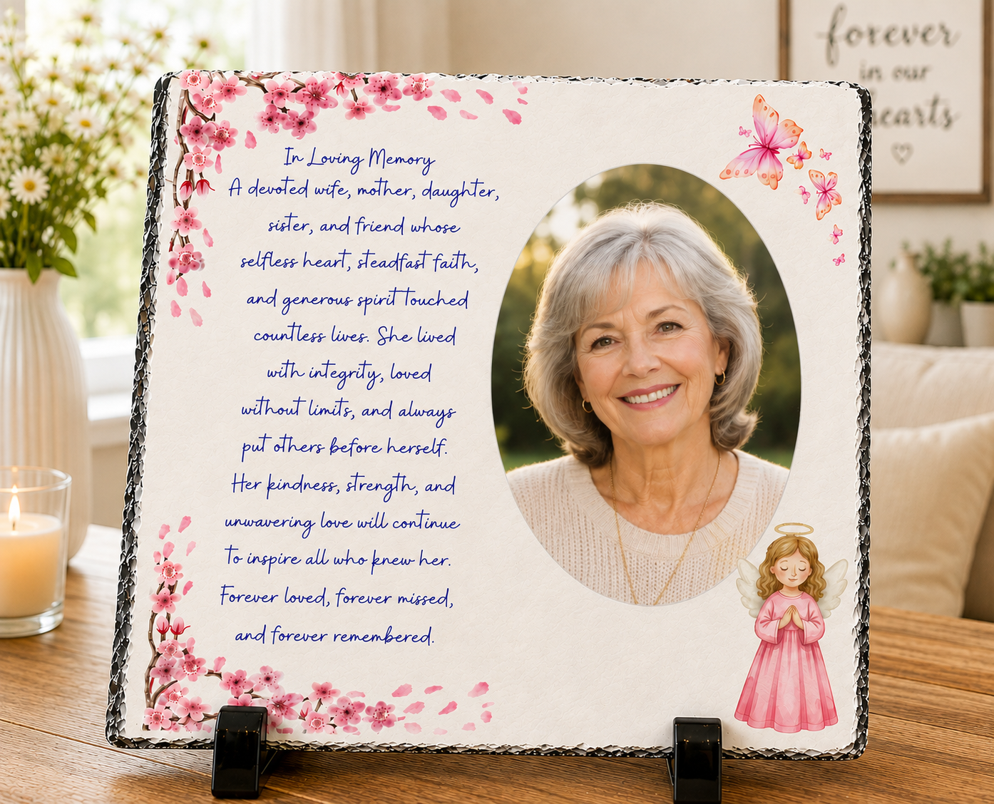 Personalized Memorial Slate Plaque | Custom Photo Sympathy Gift | In Loving Memory Stone Keepsake | Bereavement Gift for Loss of Loved One