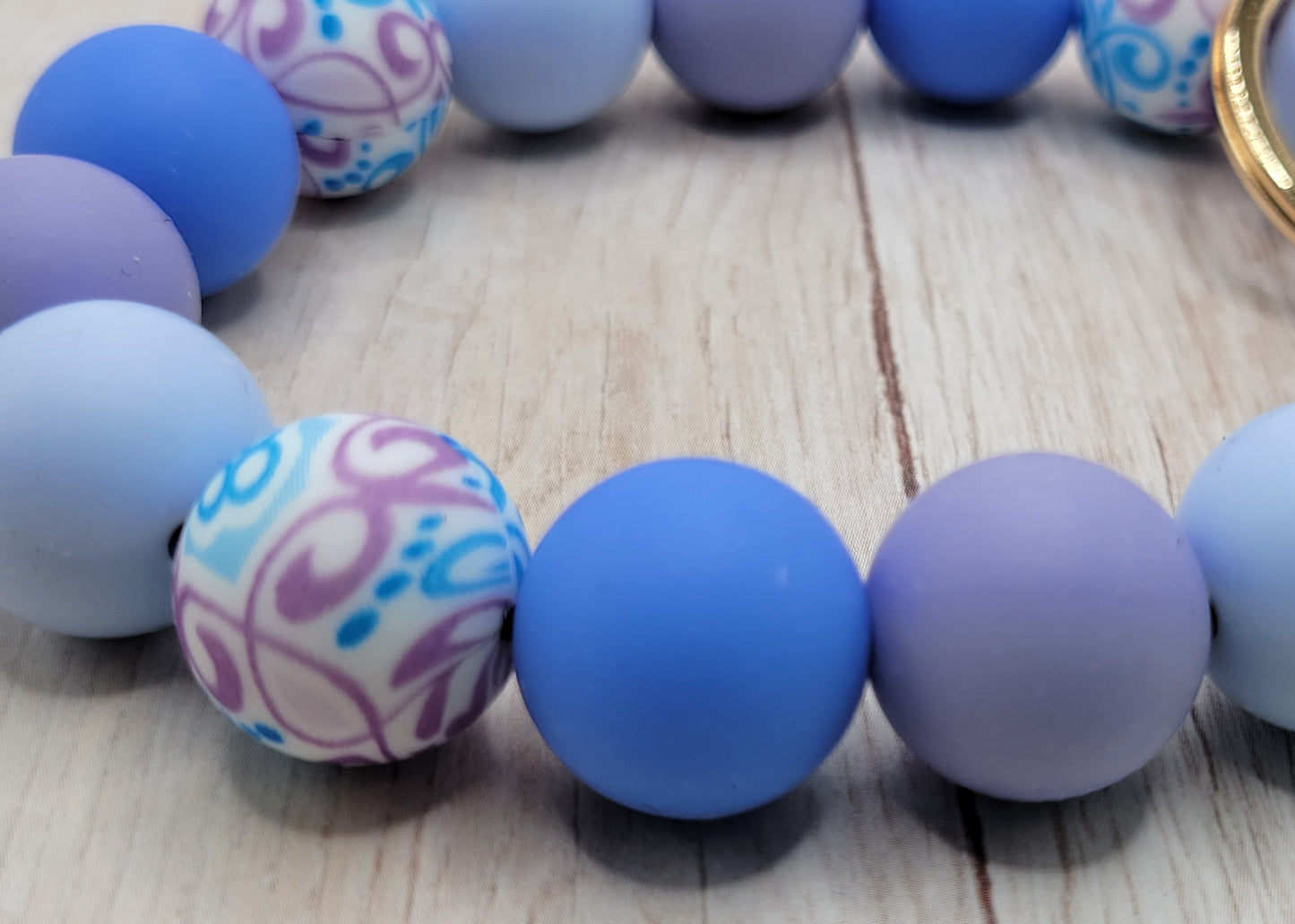A1 Blue & Purple Swirl Silicone Wristlet Keychain w/ Tassel