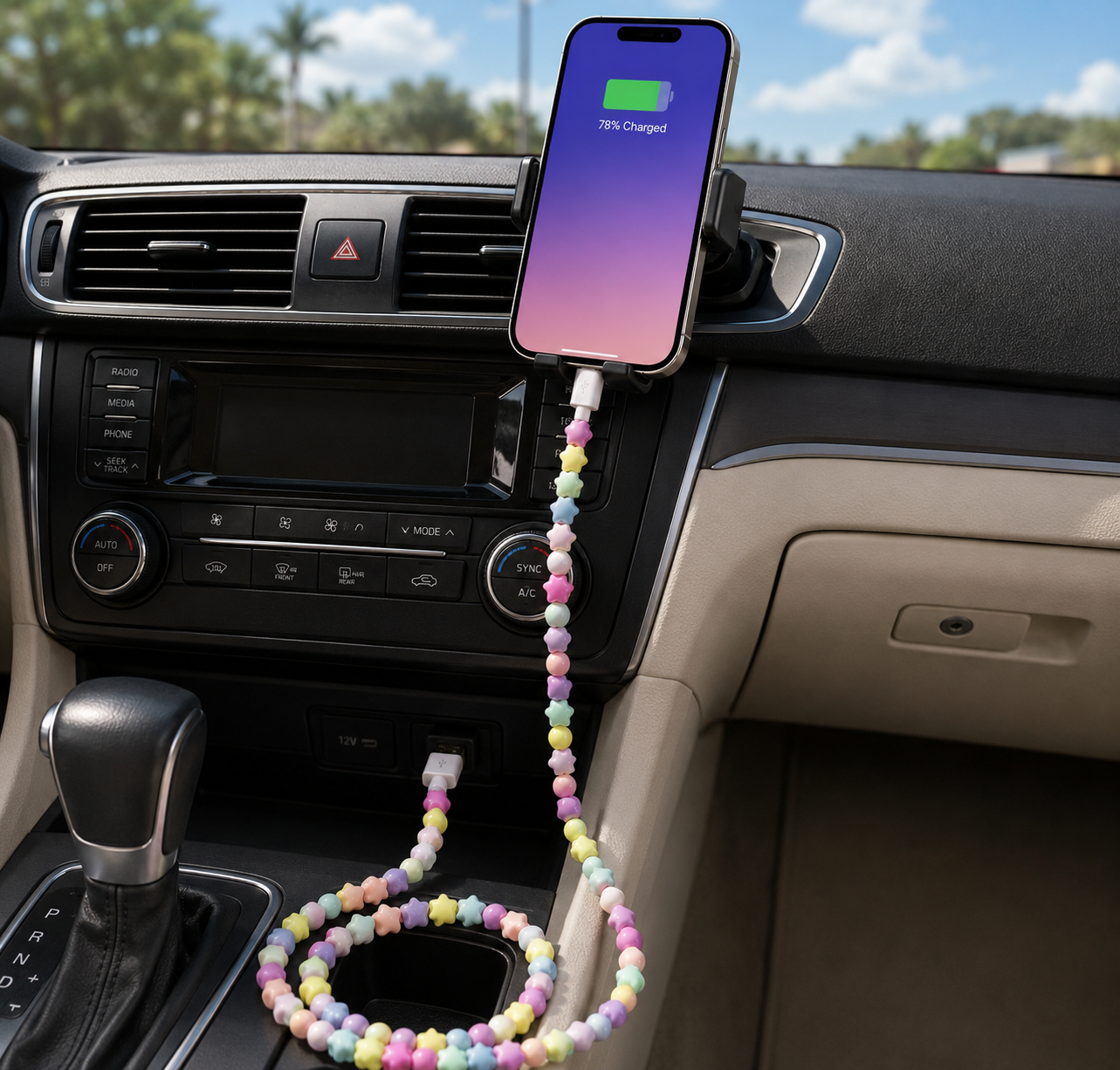 Pastel Stars Beaded 3 Ft USB Charging Cable | Type-C + Apple iPhone Connector