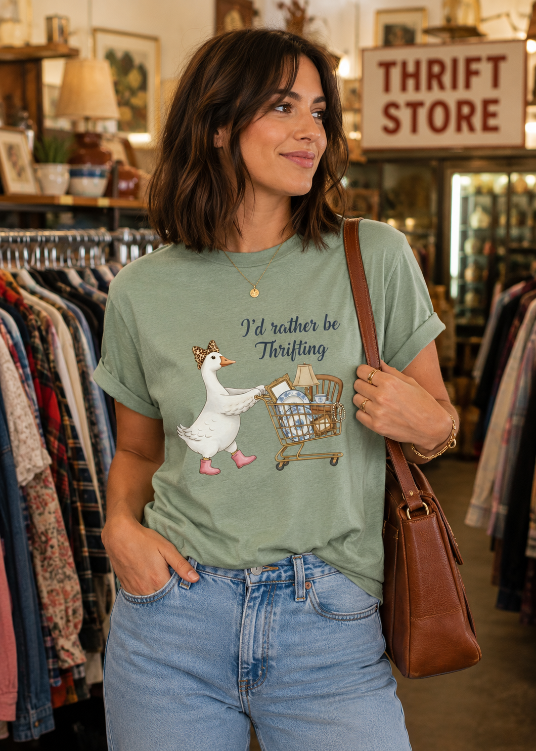 I’d Rather Be Thrifting Goose Graphic Tee