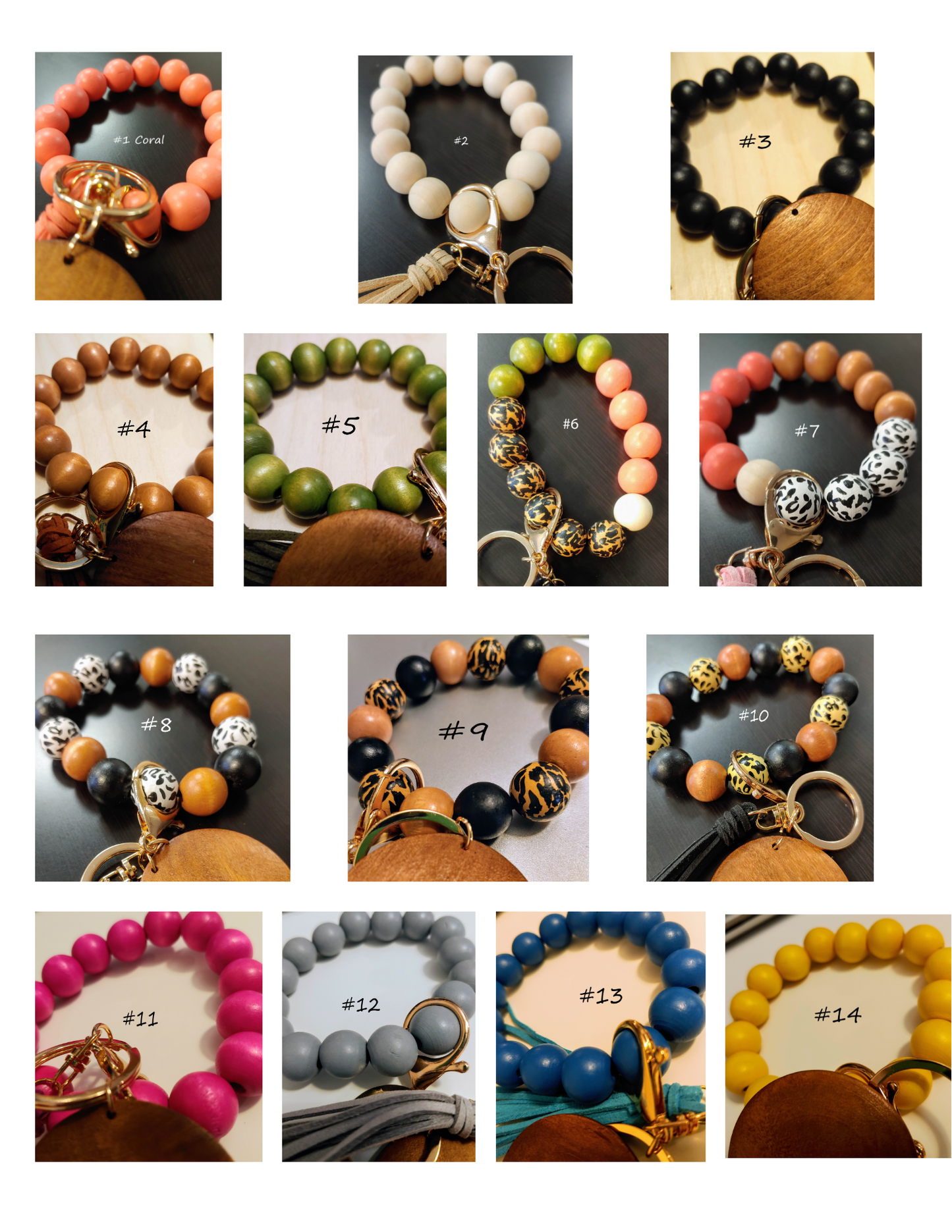 Wood Bead Wristlets w/ Dark Disc