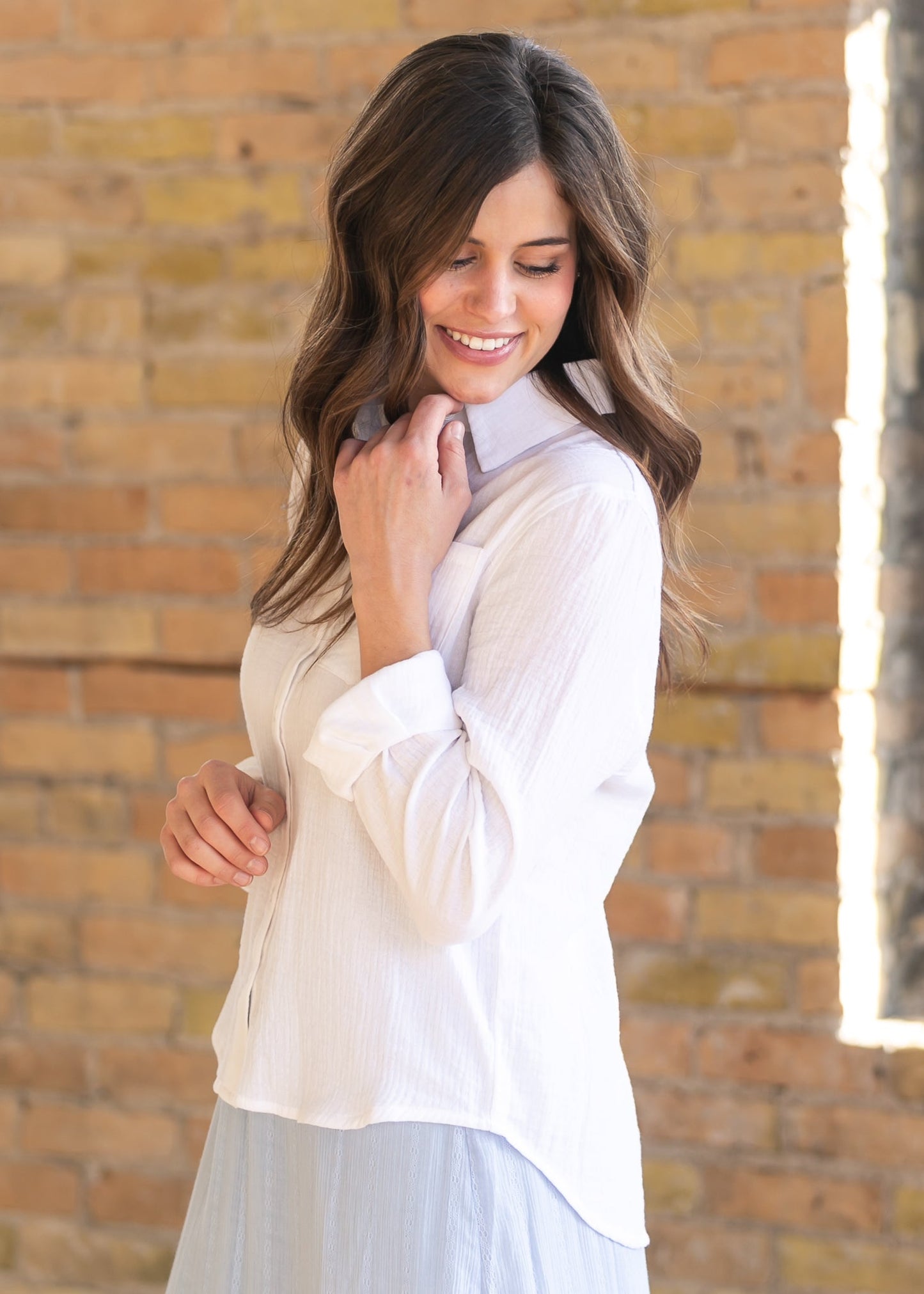 Bailey Cotton Gauze Button Down Top